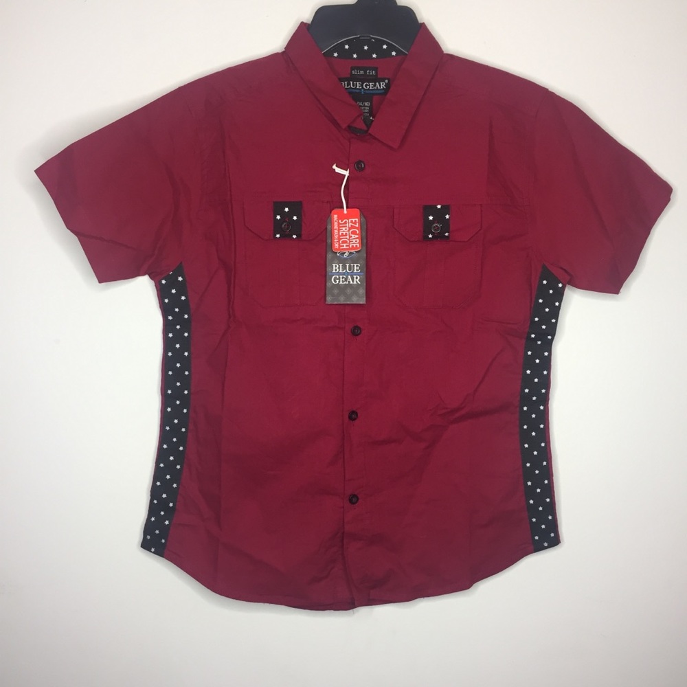 Blue Gear Boys Large Red button up shirt